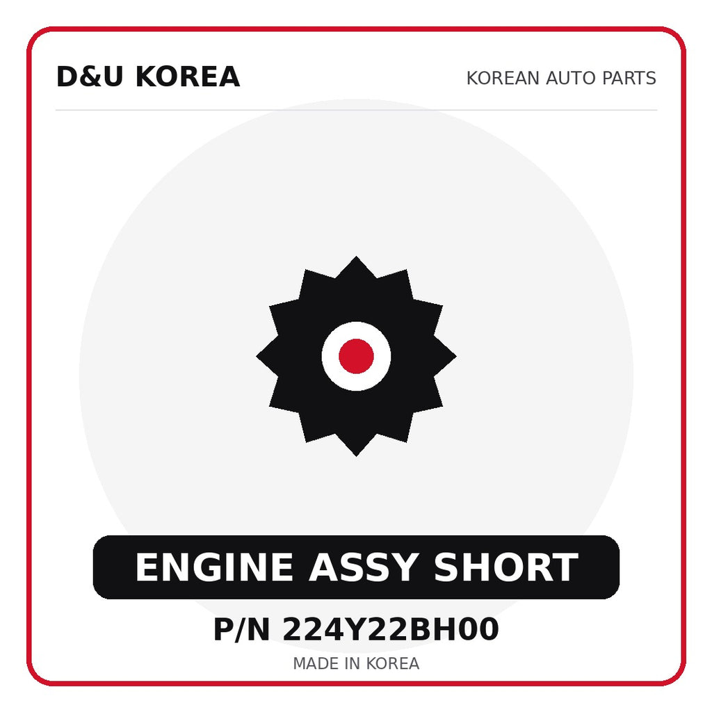 Genuine Mobis ENGINE ASSY SHORT 224Y22BH00 - Korean auto parts from D&U Korea