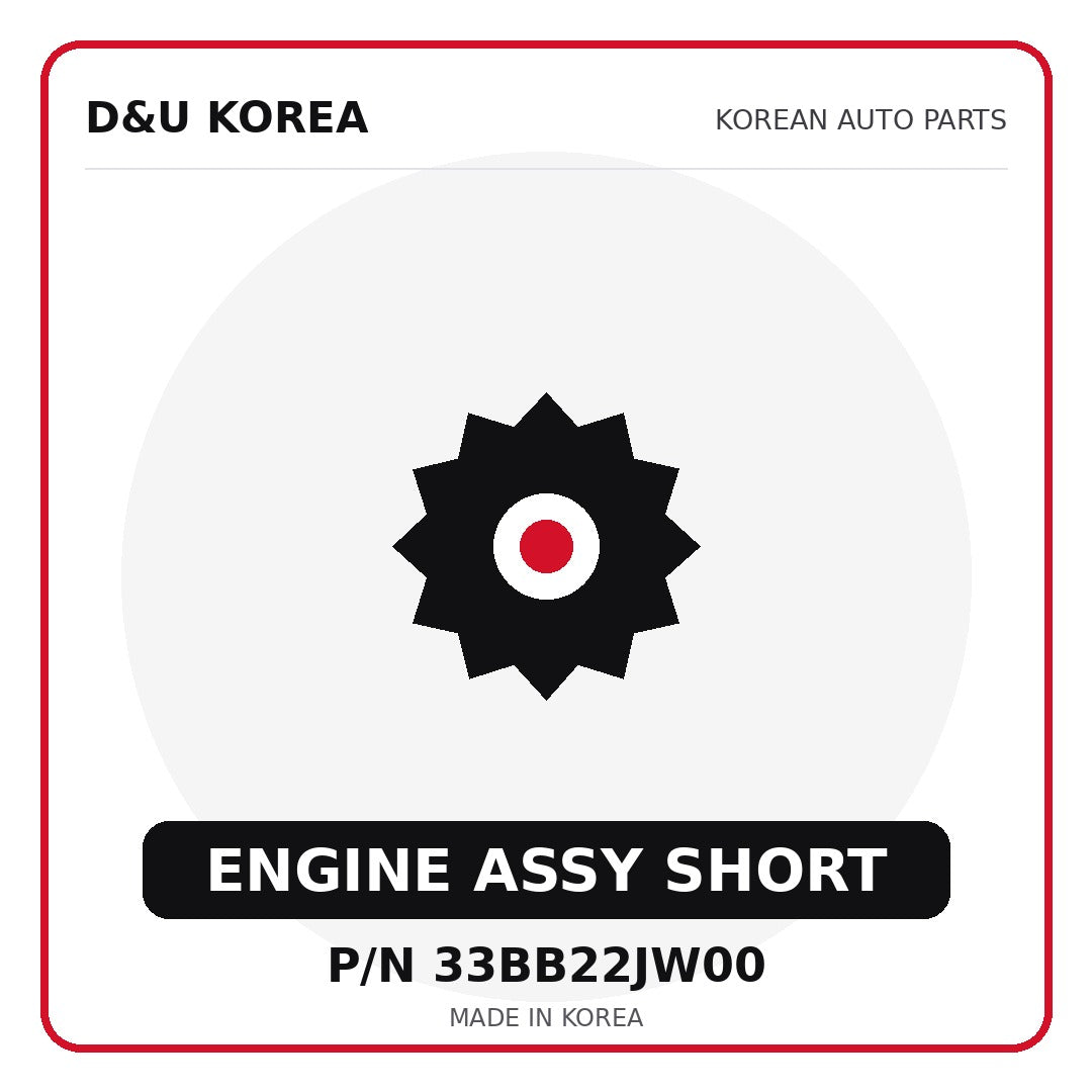 Genuine Mobis ENGINE ASSY SHORT 33BB22JW00 - Korean auto parts from D&U Korea