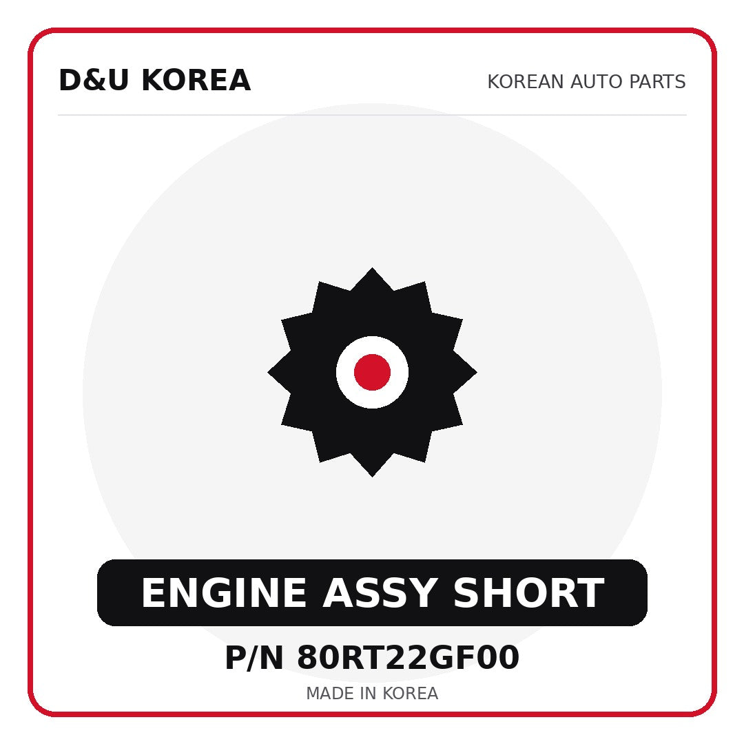 Genuine Mobis ENGINE ASSY SHORT 80RT22GF00 - Korean auto parts from D&U Korea