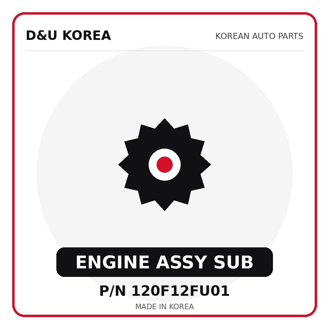 Genuine Mobis ENGINE ASSY SUB 120F12FU01 - Korean auto parts from D&U Korea