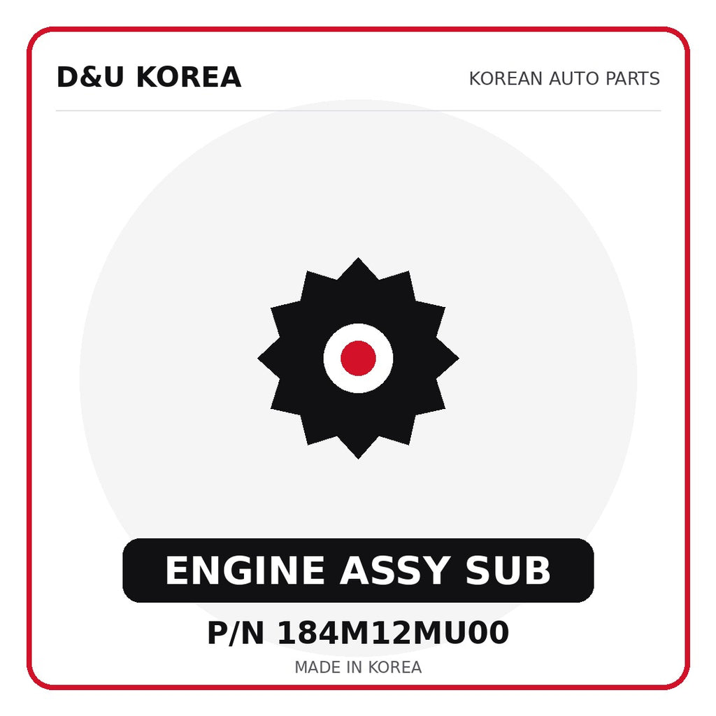 Genuine Mobis ENGINE ASSY SUB 184M12MU00 - Korean auto parts from D&U Korea