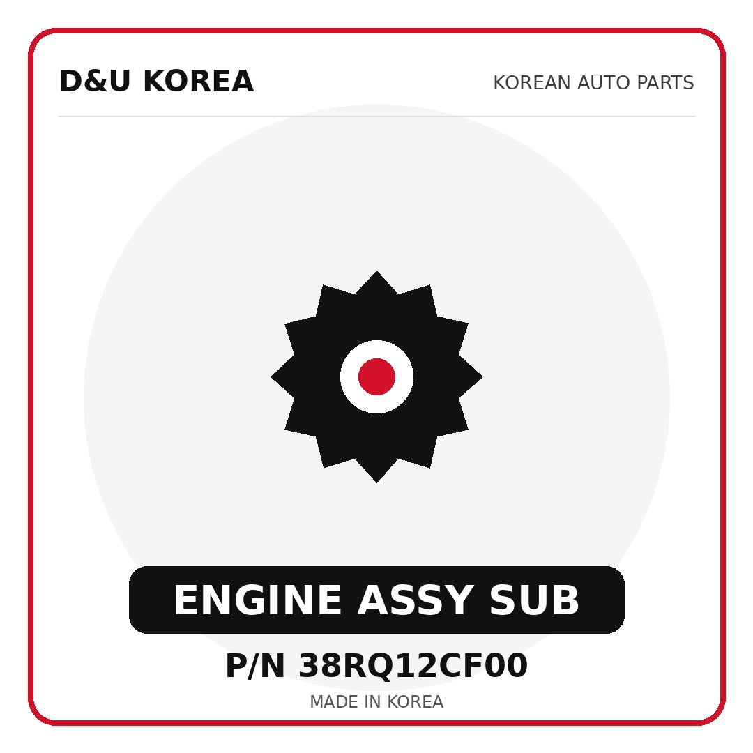 Genuine Mobis ENGINE ASSY SUB 38RQ12CF00 - Korean auto parts from D&U Korea