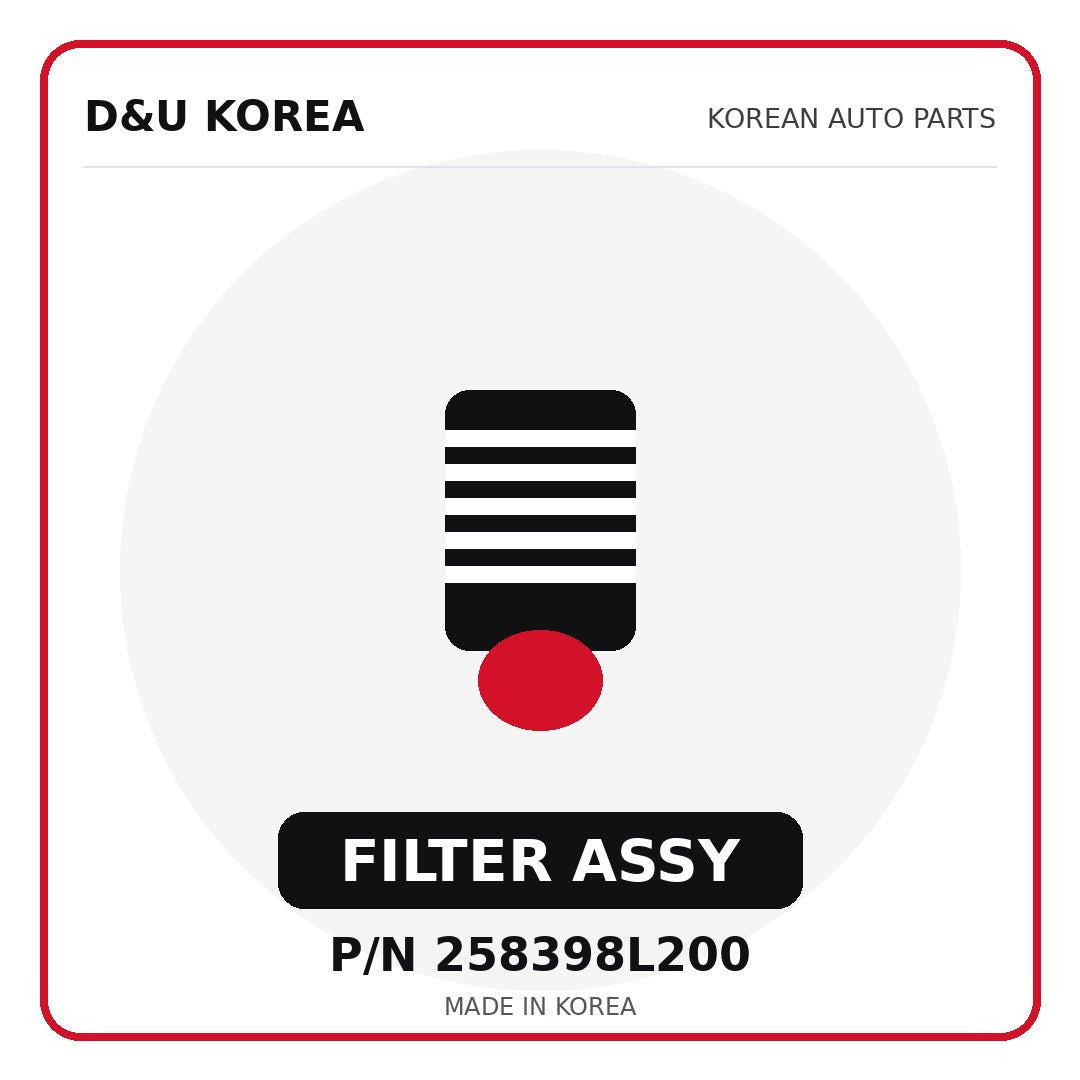 Genuine Mobis FILTER ASSY 258398L200 - Korean auto parts from D&U Korea