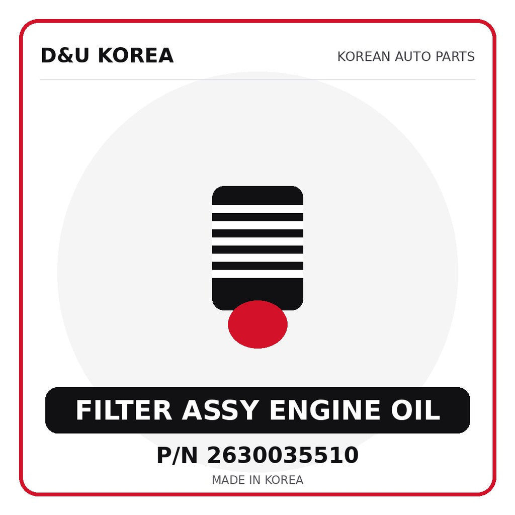Genuine Mobis FILTER ASSY ENGINE OIL 2630035510 - Korean auto parts from D&U Korea