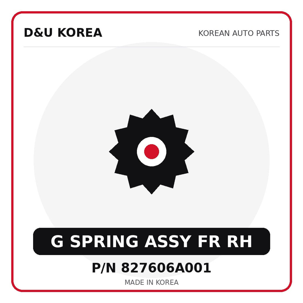 Genuine Mobis G SPRING ASSY FR RH 827606A001 - Korean auto parts from D&U Korea