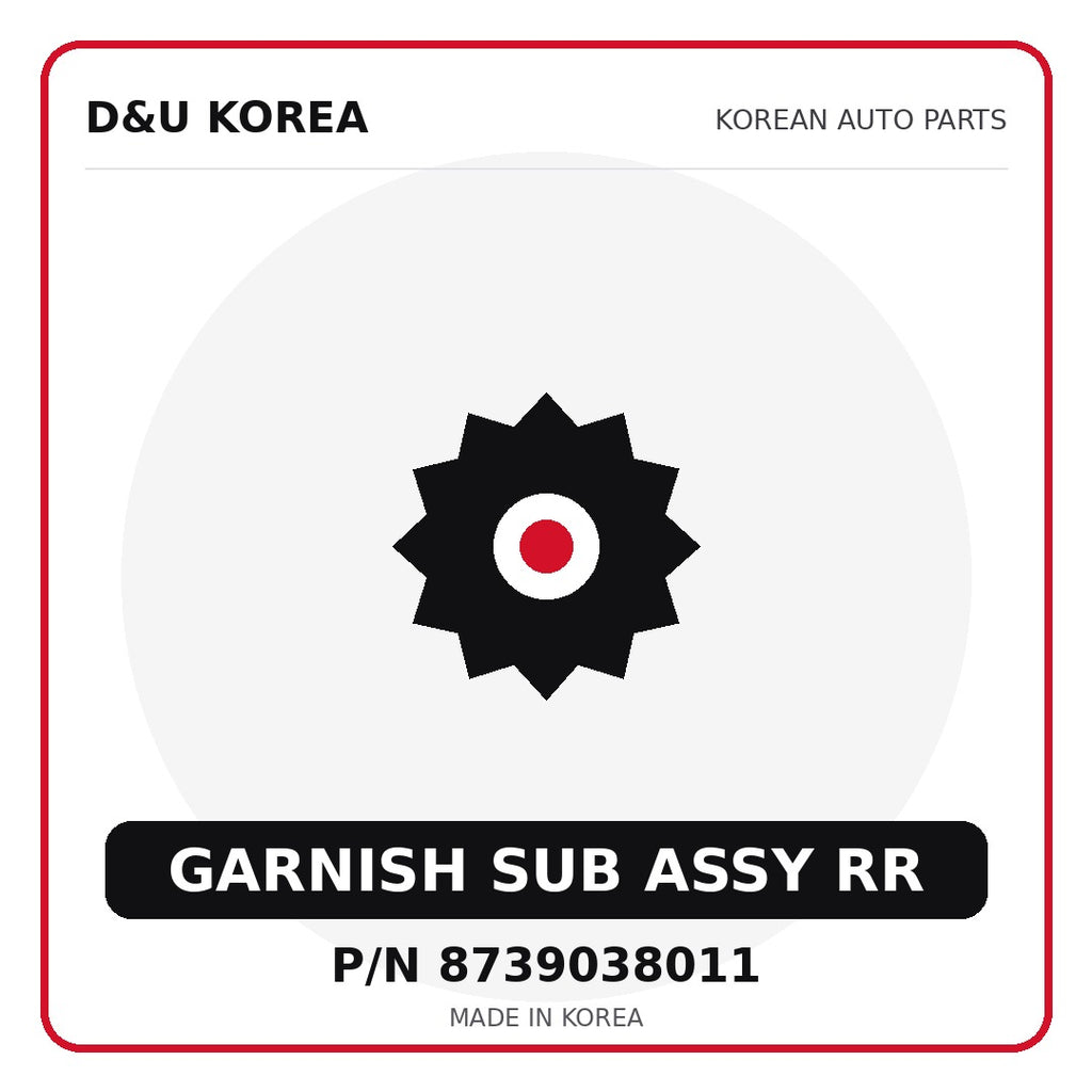 Genuine Mobis GARNISH SUB ASSY RR 8739038011 for Korean vehicles | D&U Korea