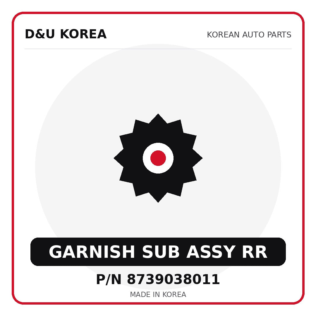 Genuine Mobis GARNISH SUB ASSY RR 8739038011 for Korean vehicles | D&U Korea