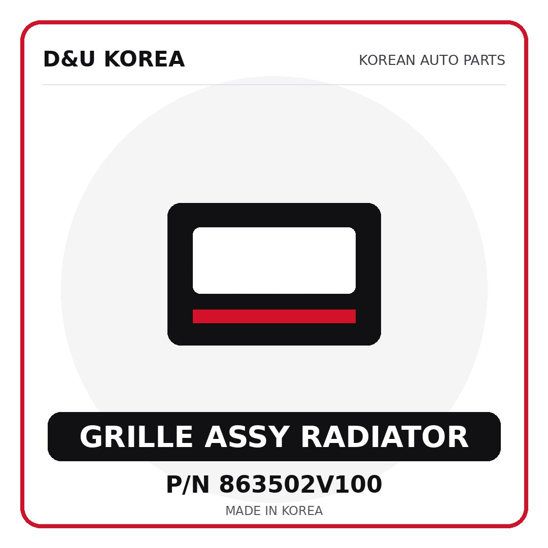 Genuine Mobis GRILLE ASSY RADIATOR 863502V100 - Korean auto parts from D&U Korea