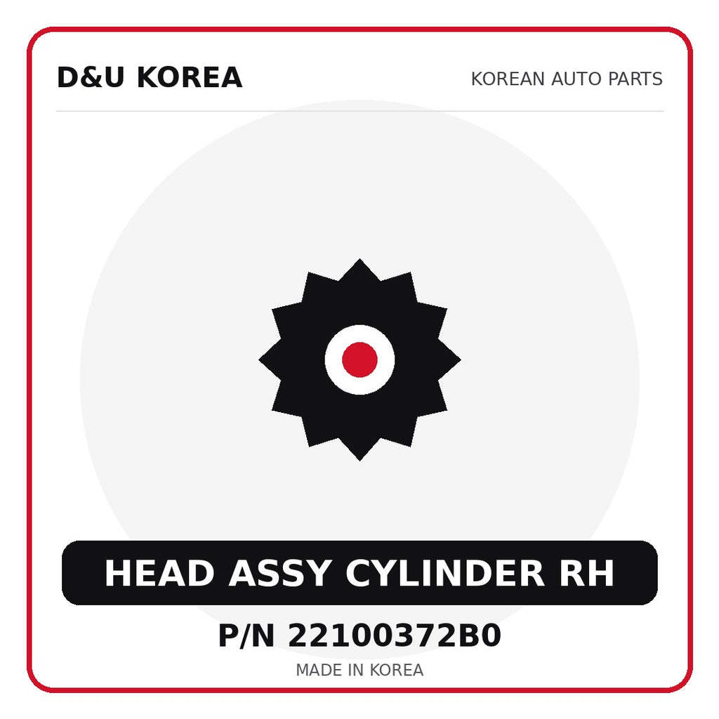 Genuine Mobis HEAD ASSY CYLINDER RH 22100372B0 - Korean auto parts from D&U Korea