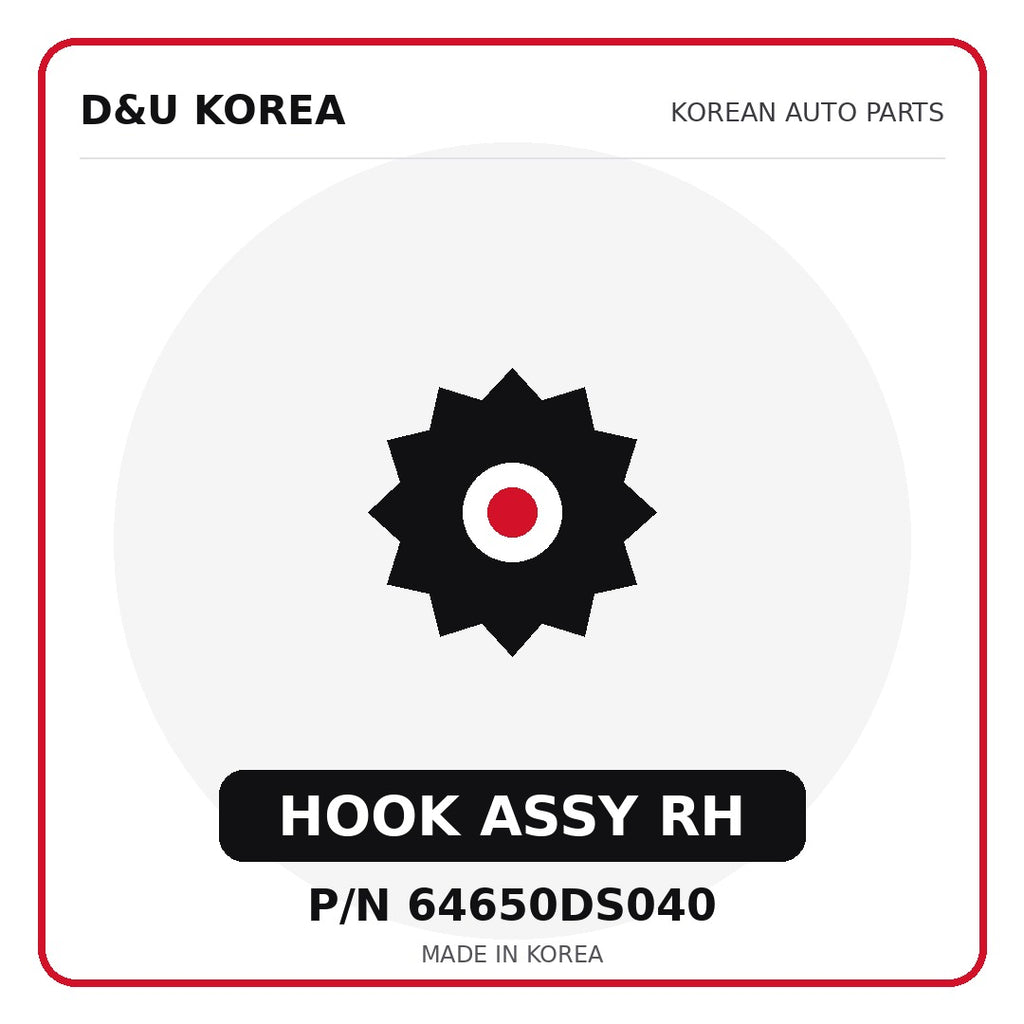 Genuine Mobis HOOK ASSY RH 64650DS040 - Korean auto parts from D&U Korea