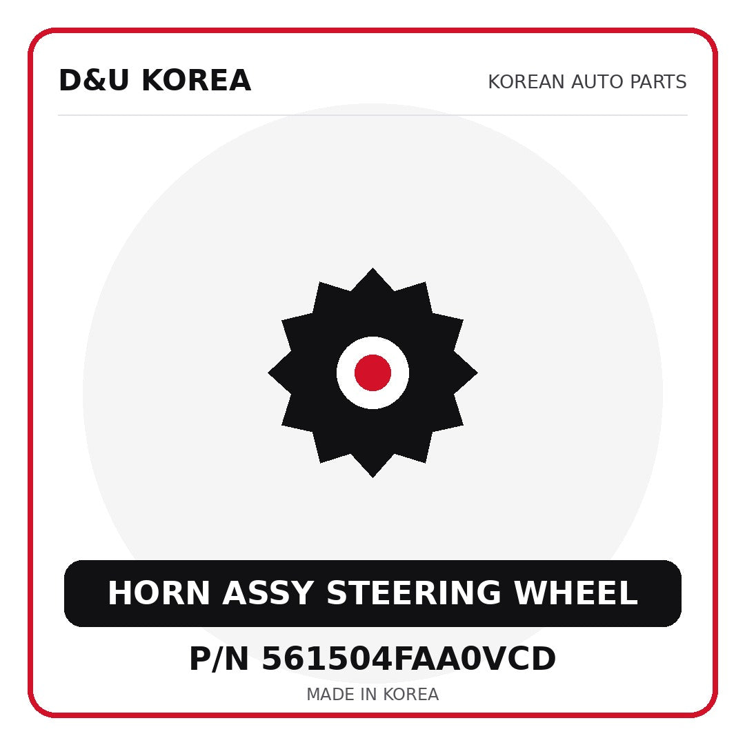 Genuine Mobis HORN ASSY STEERING WHEEL 561504FAA0VCD - Korean auto parts from D&U Korea