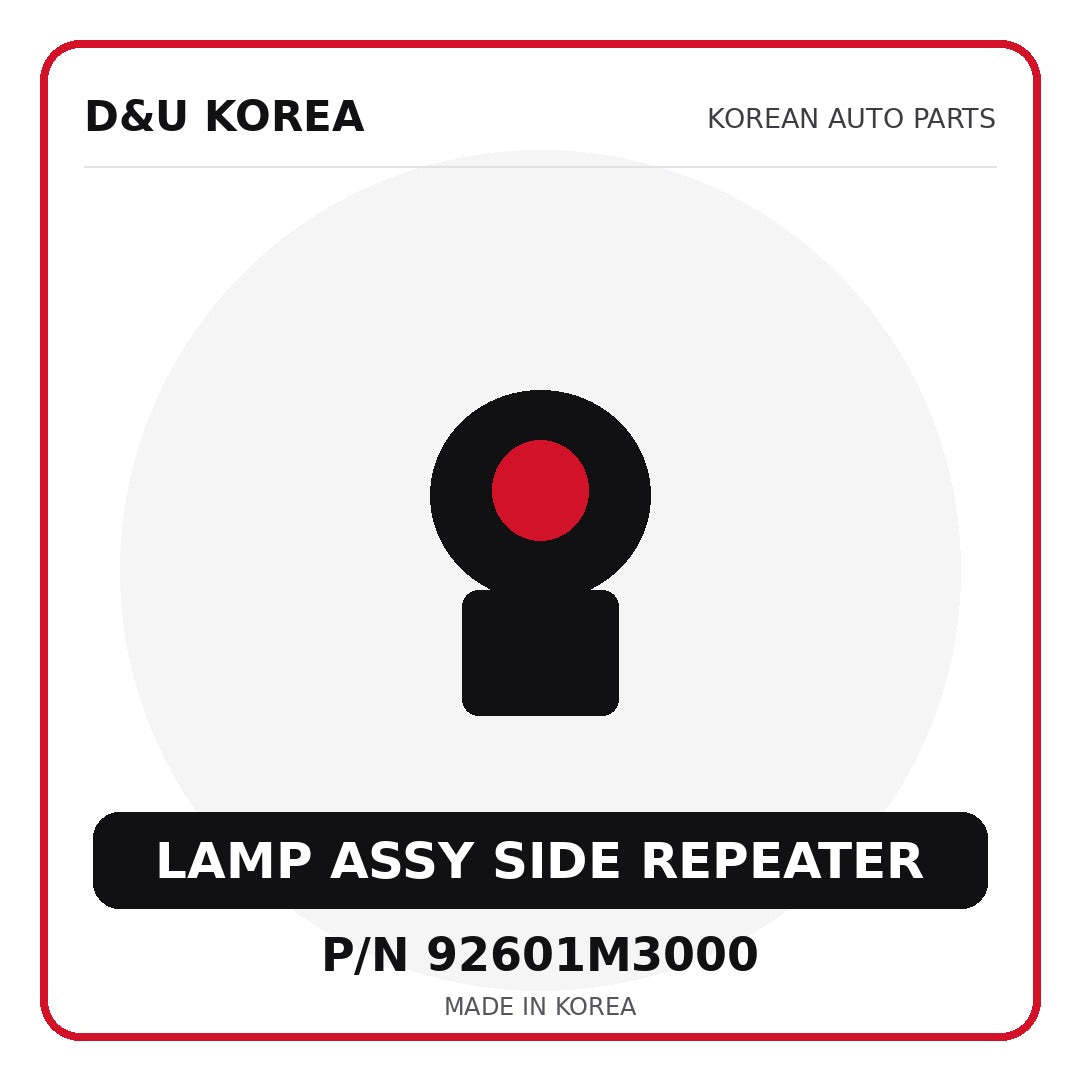 Genuine Mobis LAMP ASSY SIDE REPEATER 92601M3000 for Korean vehicles | D&U Korea