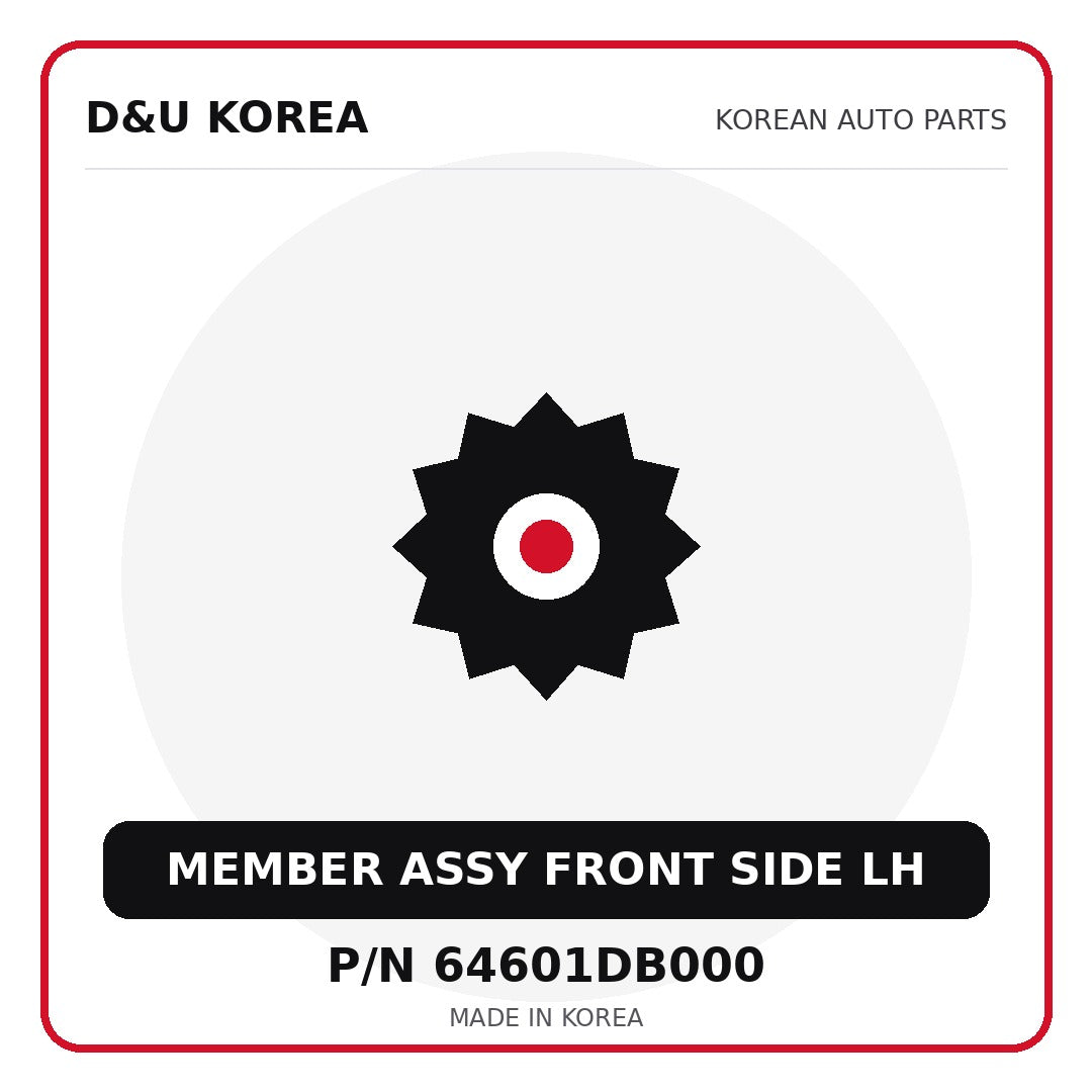 Genuine Mobis MEMBER ASSY FRONT SIDE LH 64601DB000 - Korean auto parts from D&U Korea