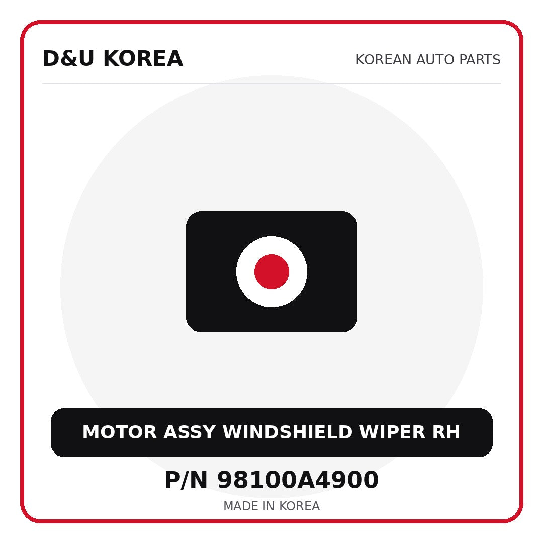 Genuine Mobis MOTOR ASSY WINDSHIELD WIPER RH 98100A4900 for Korean vehicles | D&U Korea