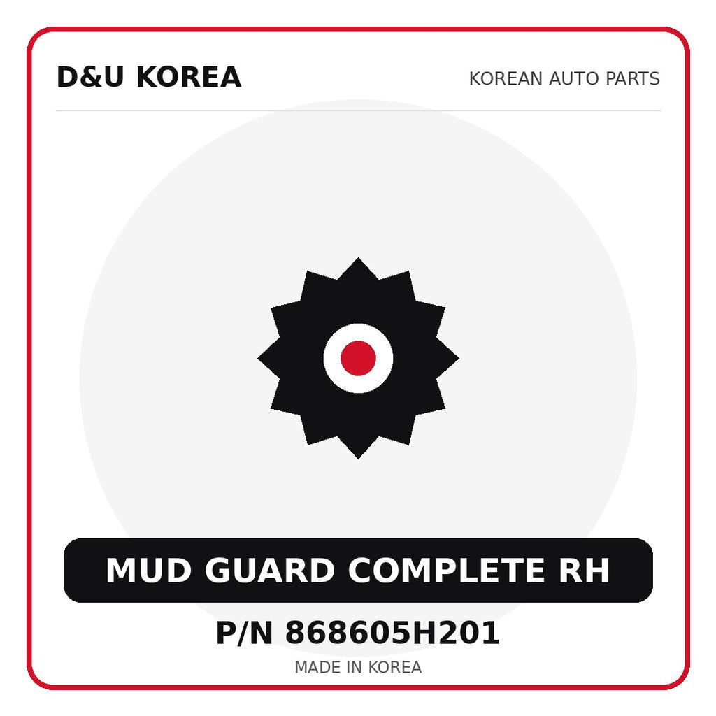 Genuine Mobis MUD GUARD COMPLETE RH 868605H201 - Korean auto parts from D&U Korea