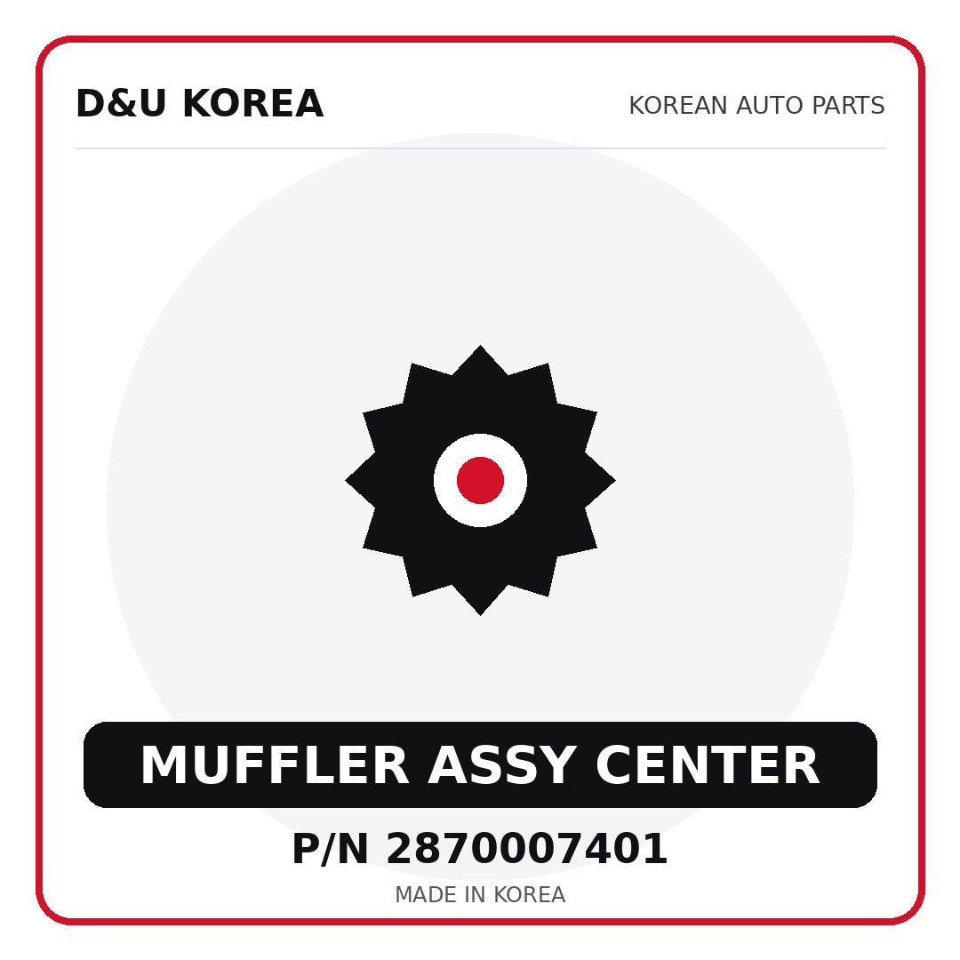 Genuine Mobis MUFFLER ASSY CENTER 2870007401 - Korean auto parts from D&U Korea