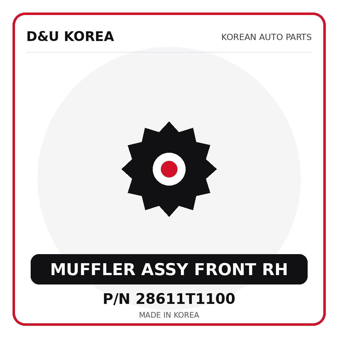 Genuine Mobis MUFFLER ASSY FRONT RH 28611T1100 - Korean auto parts from D&U Korea