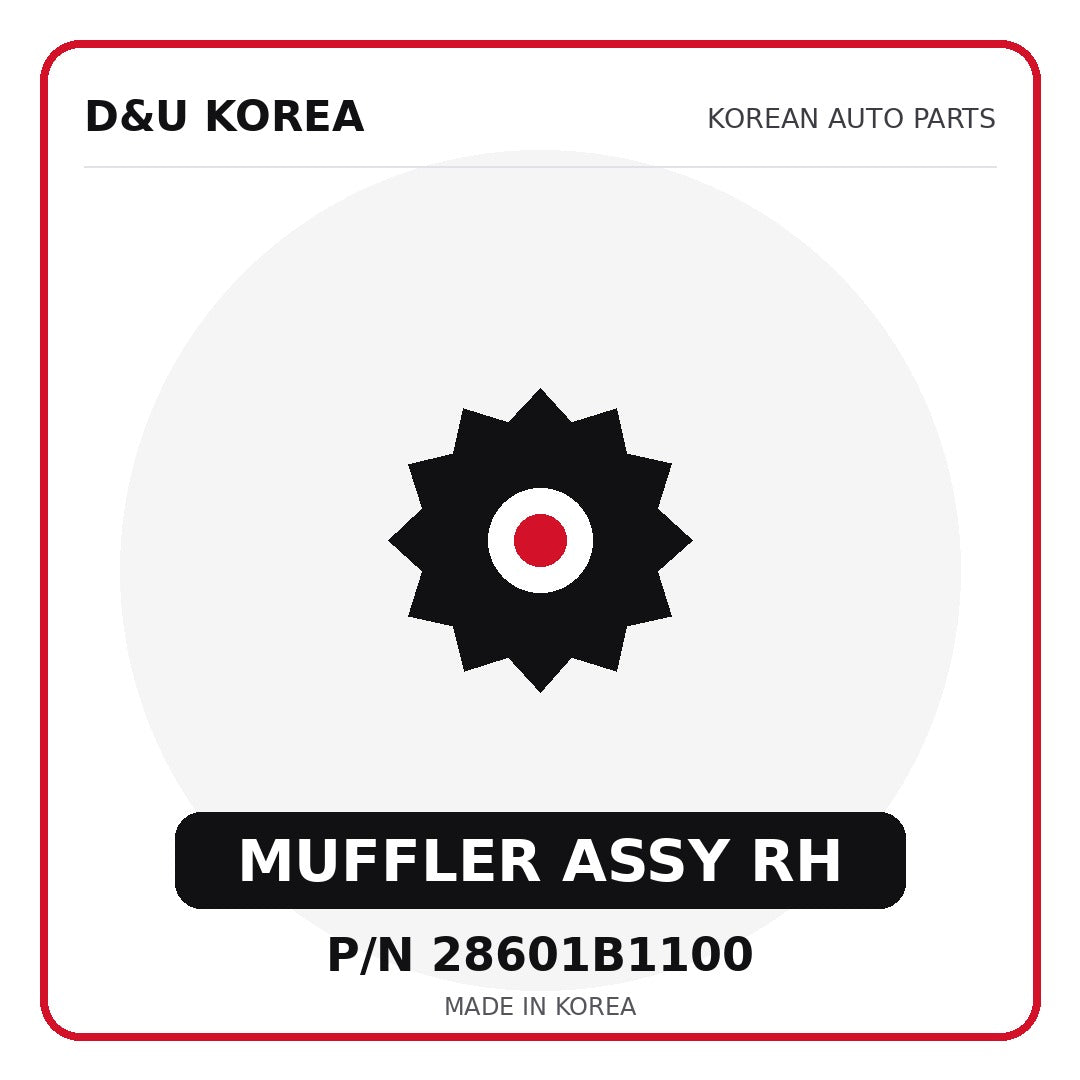 Genuine Mobis MUFFLER ASSY RH 28601B1100 - Korean auto parts from D&U Korea