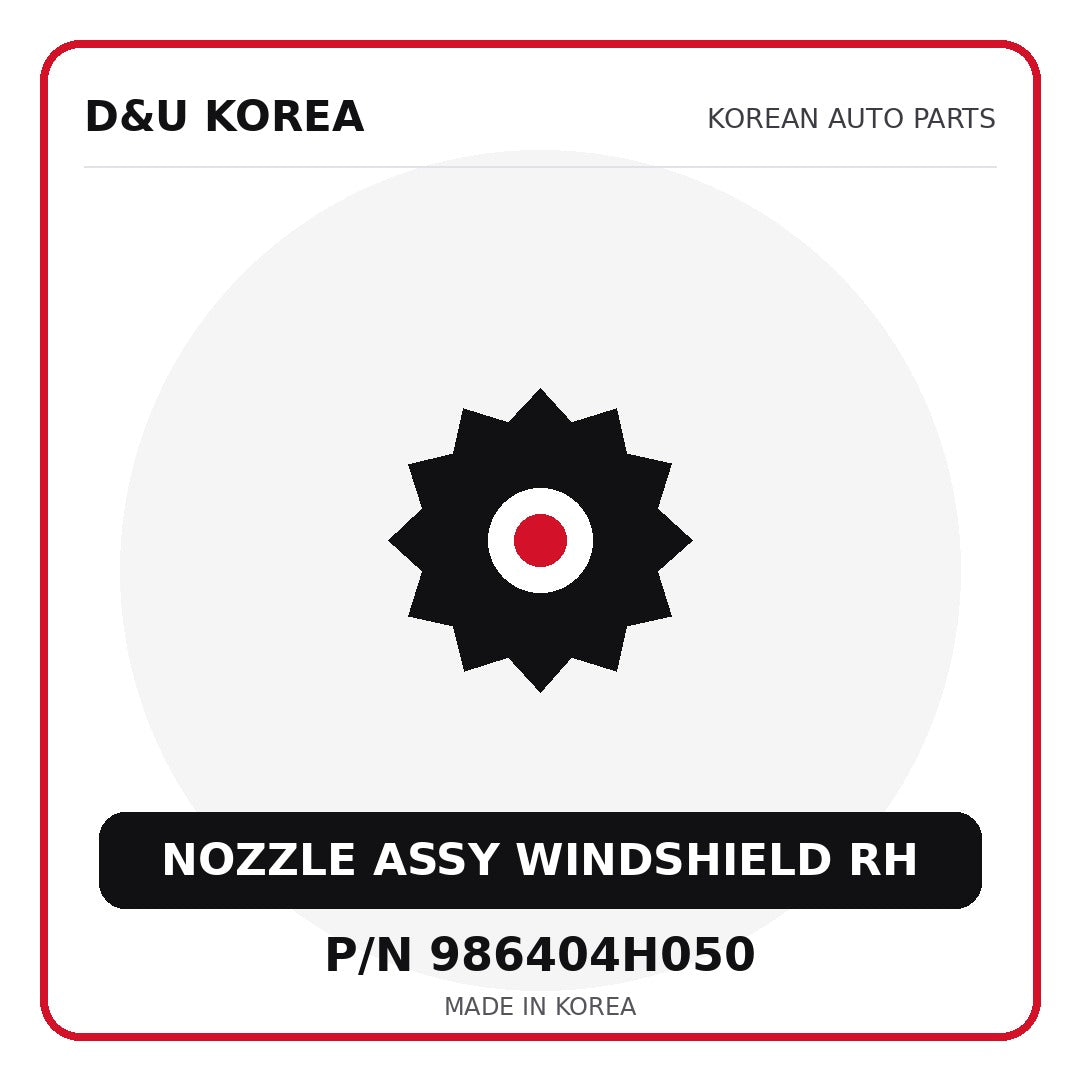 Genuine Mobis NOZZLE ASSY WINDSHIELD RH 986404H050 for Korean vehicles | D&U Korea