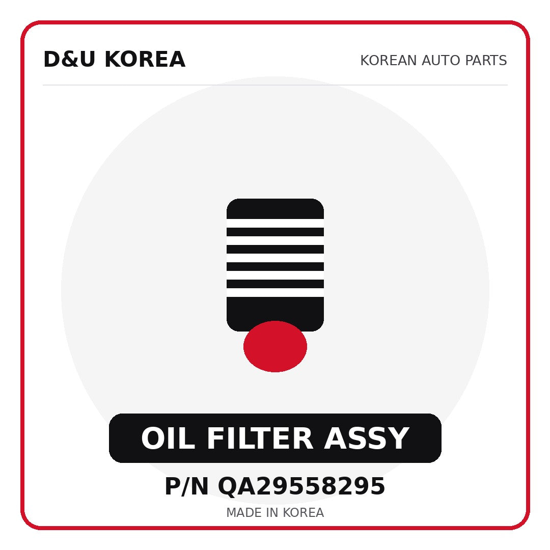 Genuine Mobis OIL FILTER ASSY QA29558295 - Korean auto parts from D&U Korea