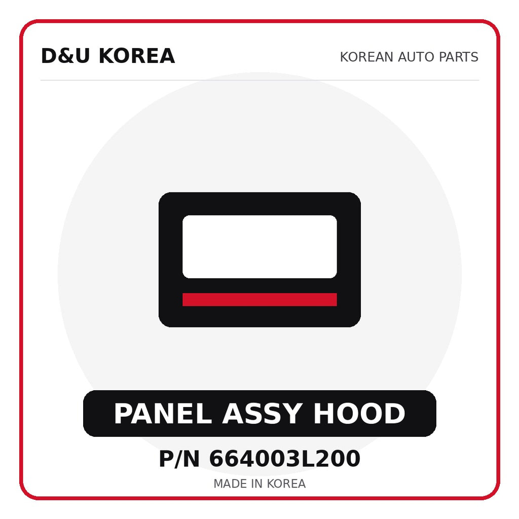 Genuine Mobis PANEL ASSY HOOD 664003L200 for Korean vehicles | D&U Korea