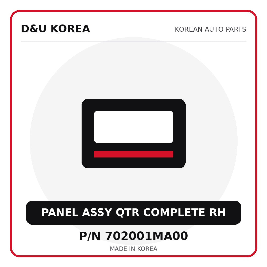 Genuine Mobis PANEL ASSY QTR COMPLETE RH 702001MA00 - Korean auto parts from D&U Korea