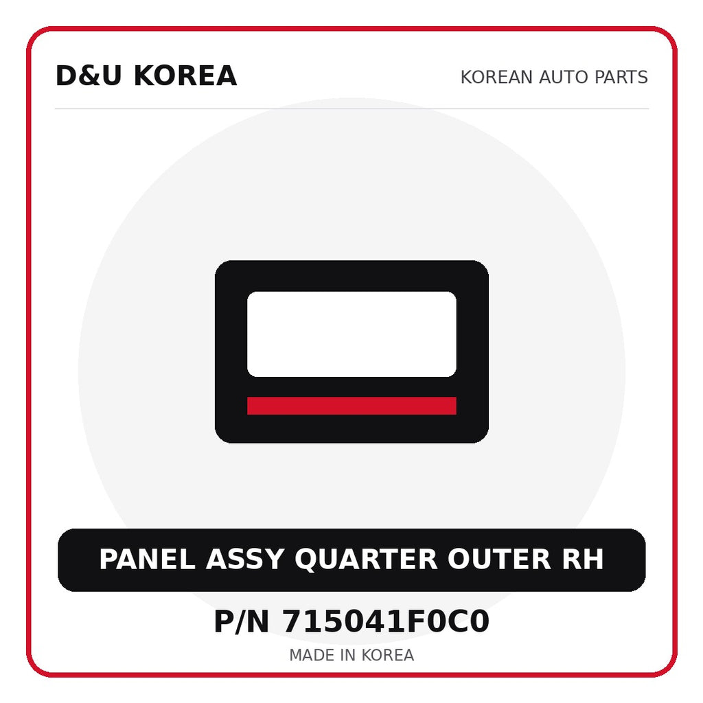 Genuine Mobis PANEL ASSY QUARTER OUTER RH 715041F0C0 - Korean auto parts from D&U Korea