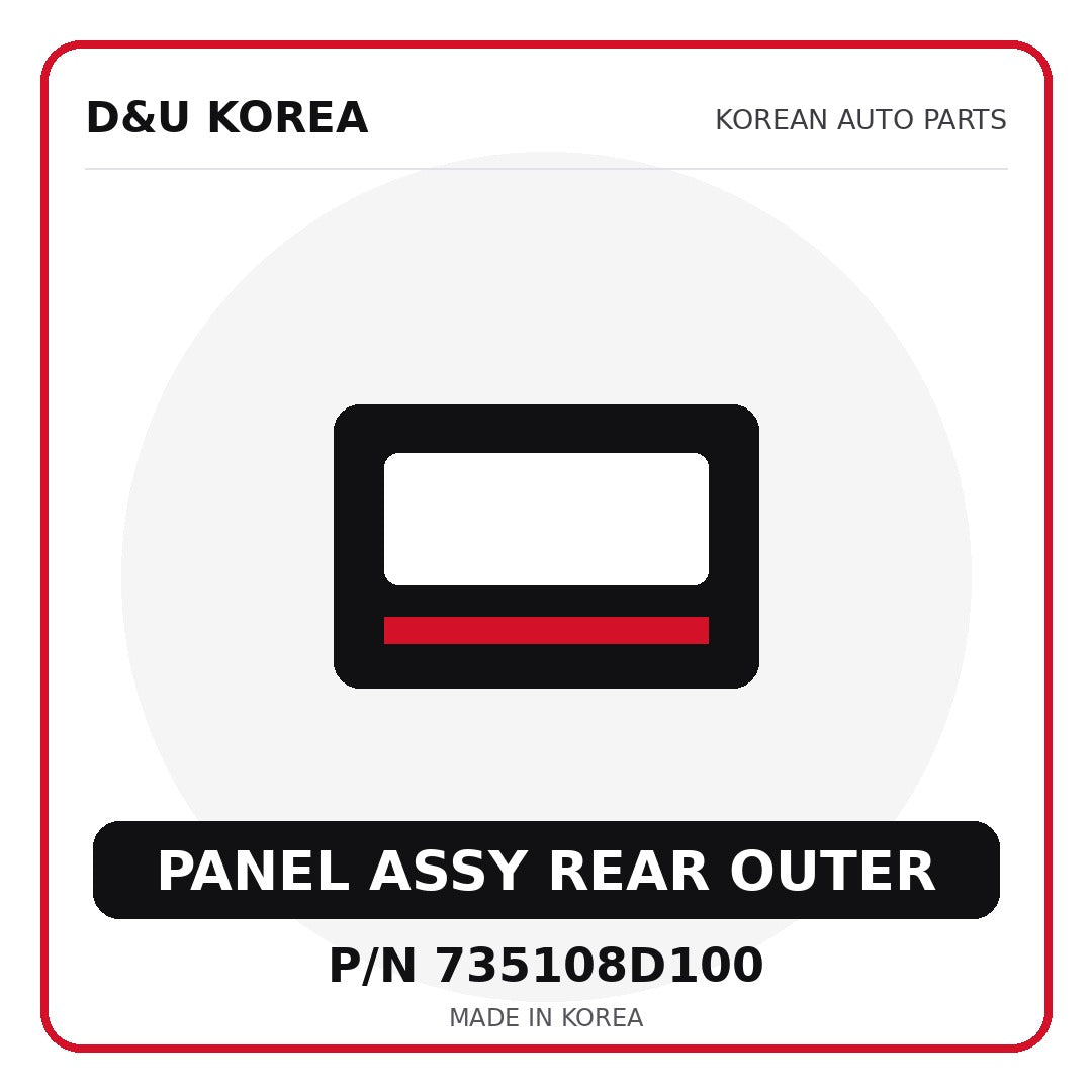 Genuine Mobis PANEL ASSY REAR OUTER 735108D100 - Korean auto parts from D&U Korea