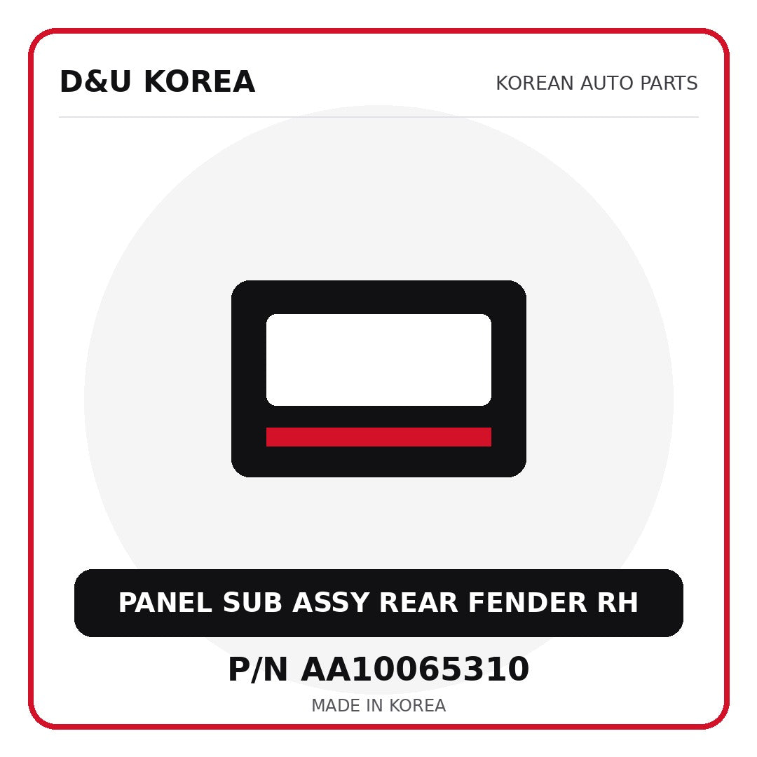 Genuine Mobis PANEL SUB ASSY REAR FENDER RH AA10065310 - Korean auto parts from D&U Korea