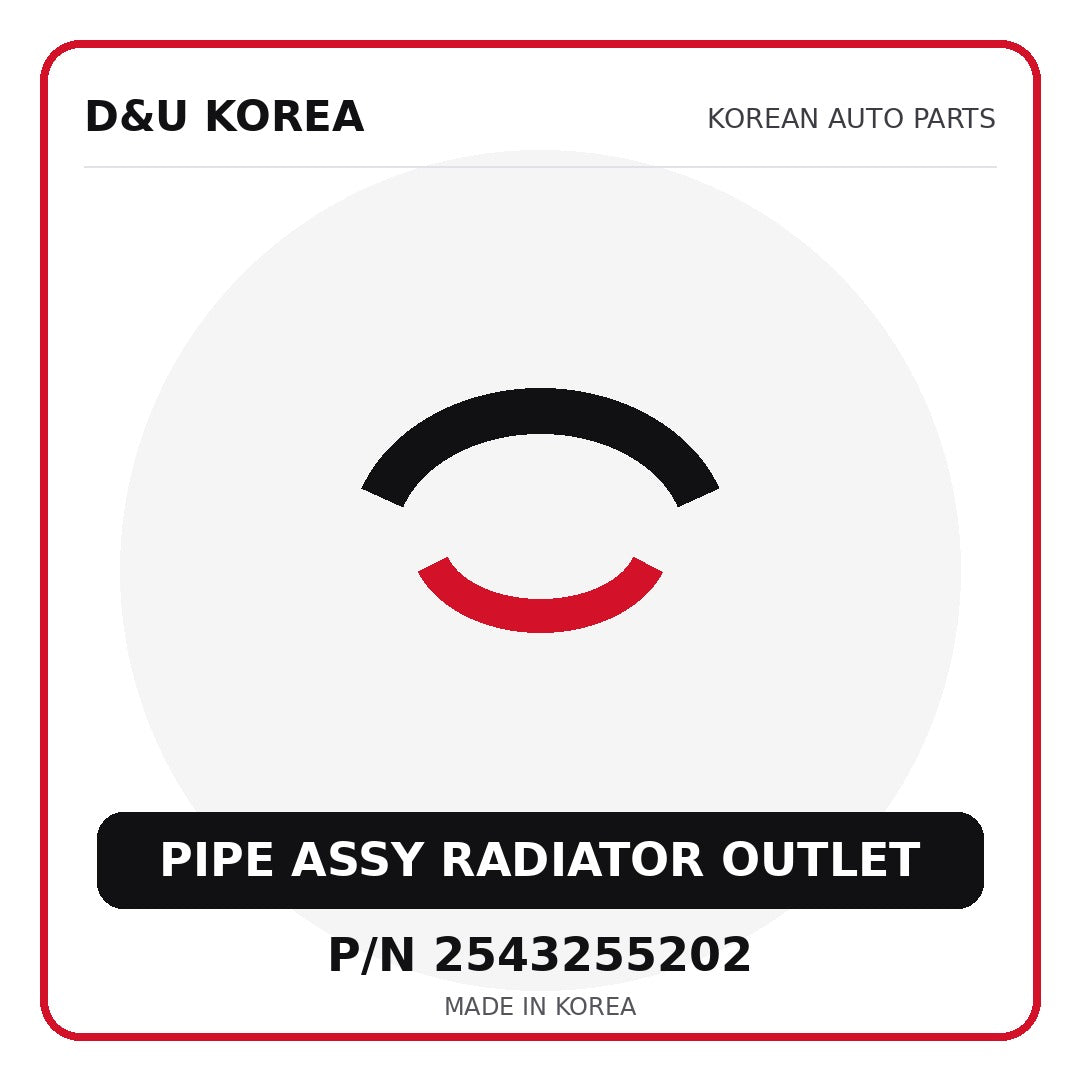 Genuine Mobis PIPE ASSY RADIATOR OUTLET 2543255202 - Korean auto parts from D&U Korea