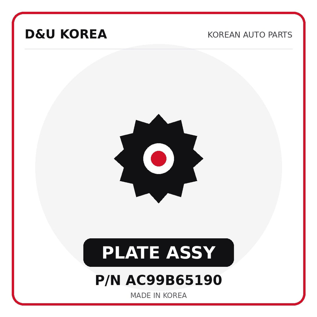 Genuine Mobis PLATE ASSY AC99B65190 - Korean auto parts from D&U Korea