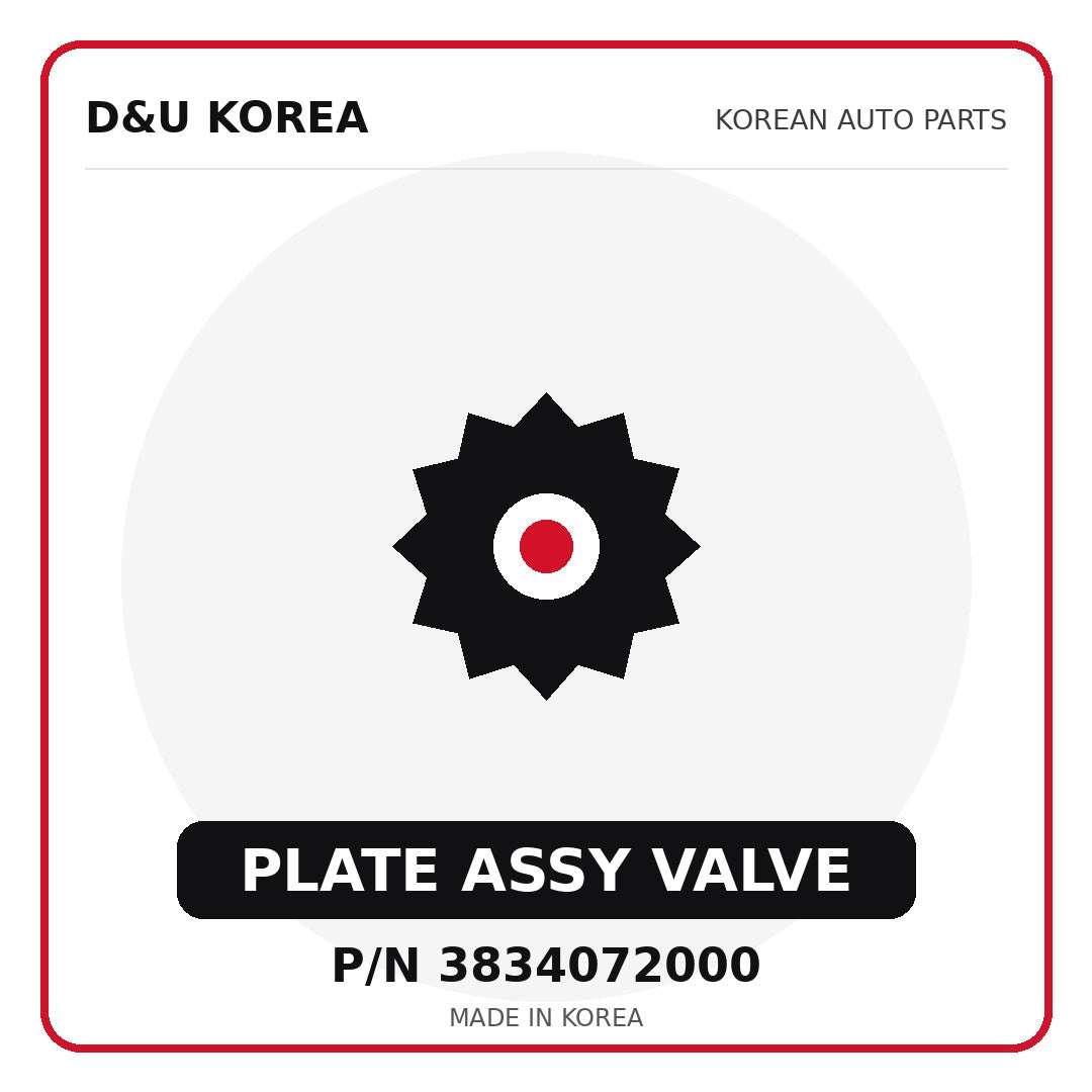 Genuine Mobis PLATE ASSY VALVE 3834072000 - Korean auto parts from D&U Korea