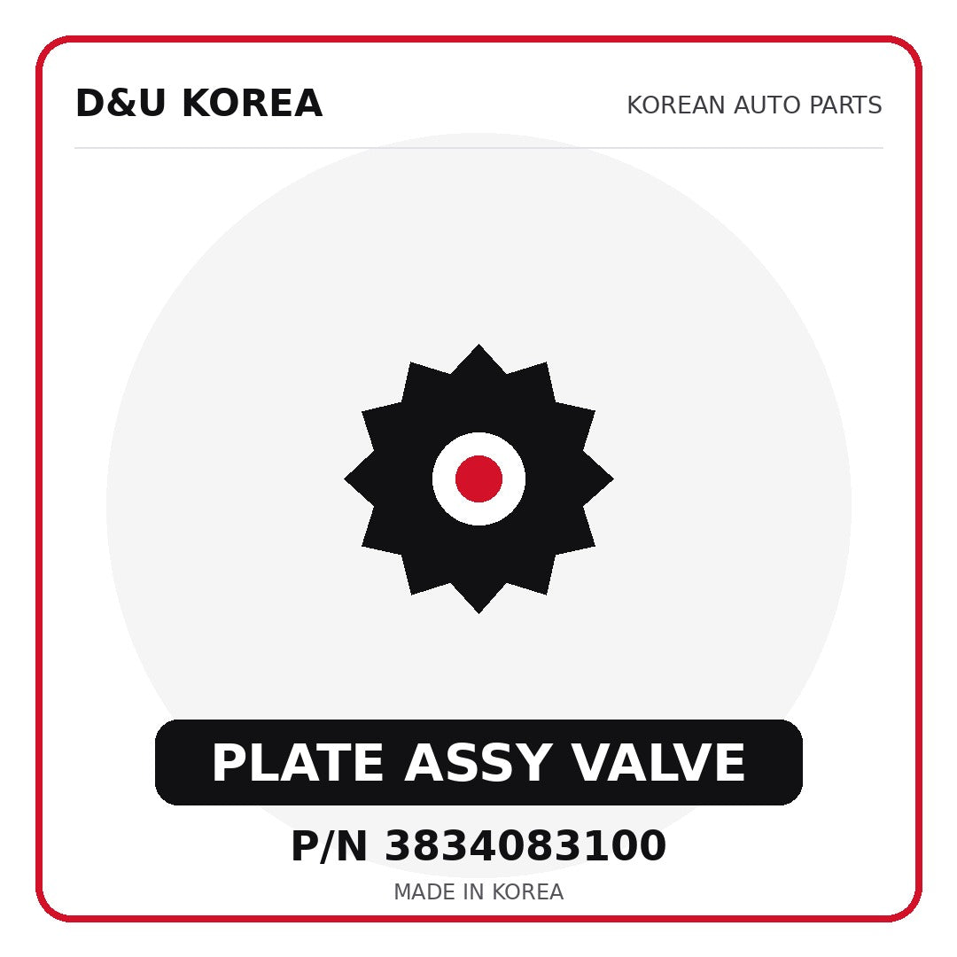 Genuine Mobis PLATE ASSY VALVE 3834083100 - Korean auto parts from D&U Korea