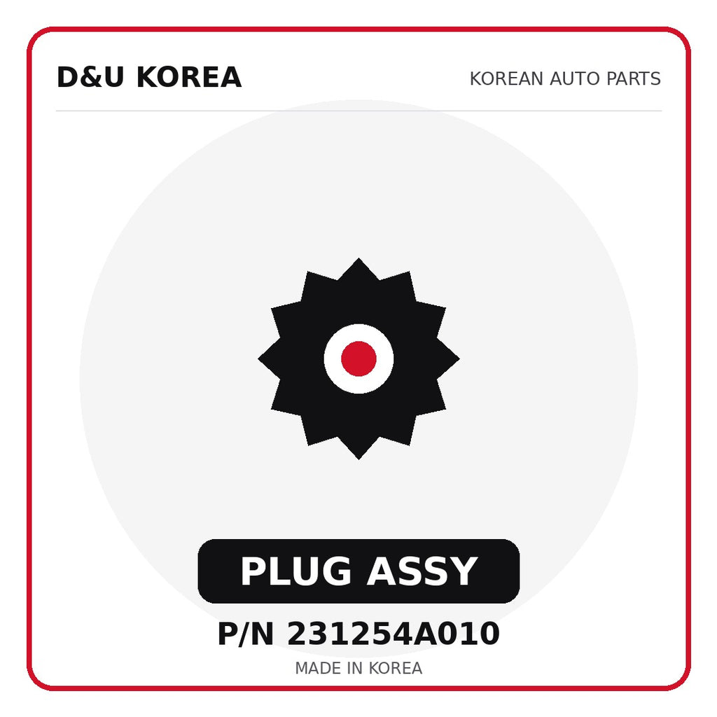 Genuine Mobis PLUG ASSY 231254A010 - Korean auto parts from D&U Korea