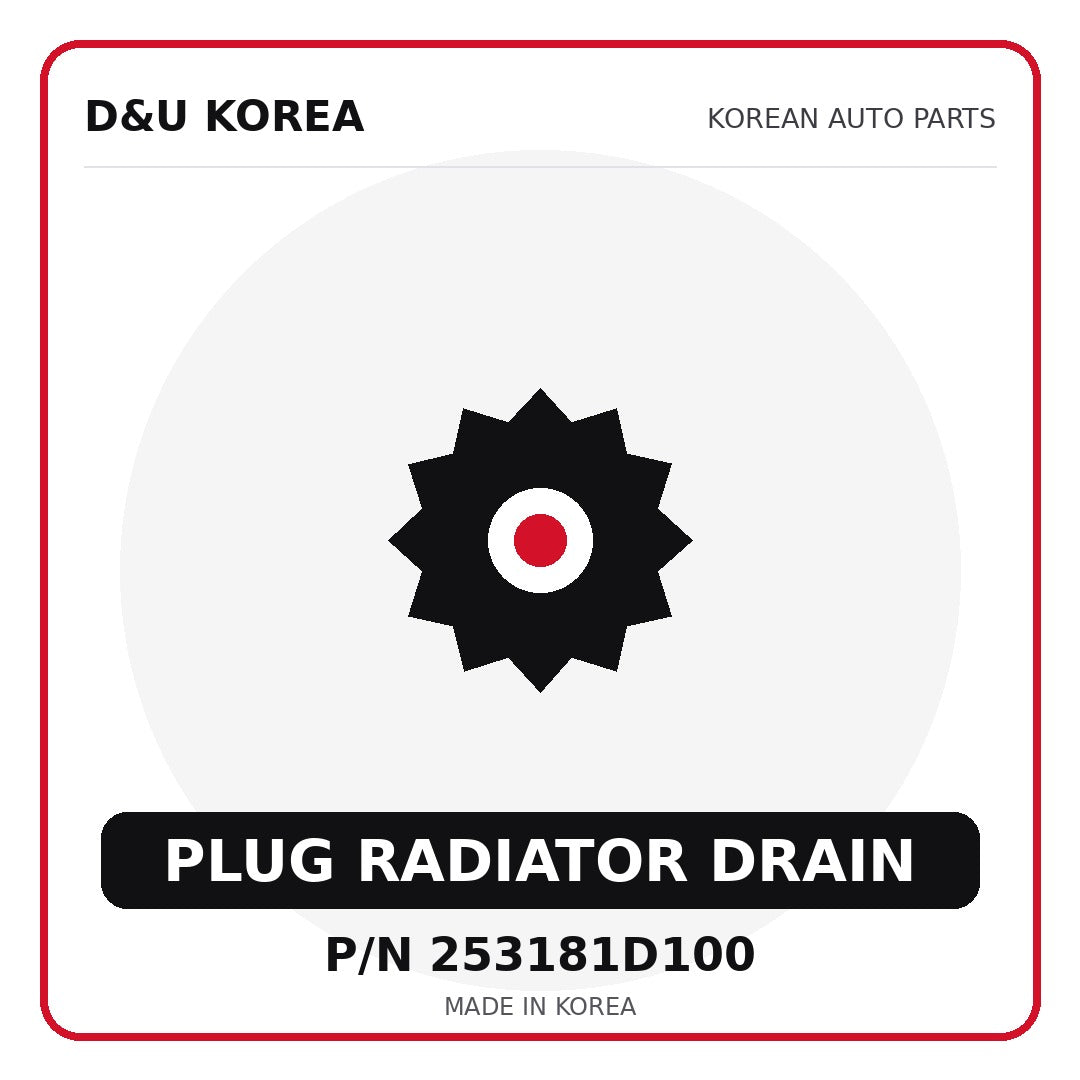 Genuine Mobis PLUG RADIATOR DRAIN 253181D100 - Korean auto parts from D&U Korea