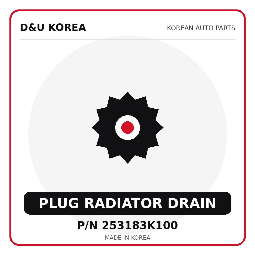 Genuine Mobis PLUG RADIATOR DRAIN 253183K100 - Korean auto parts from D&U Korea