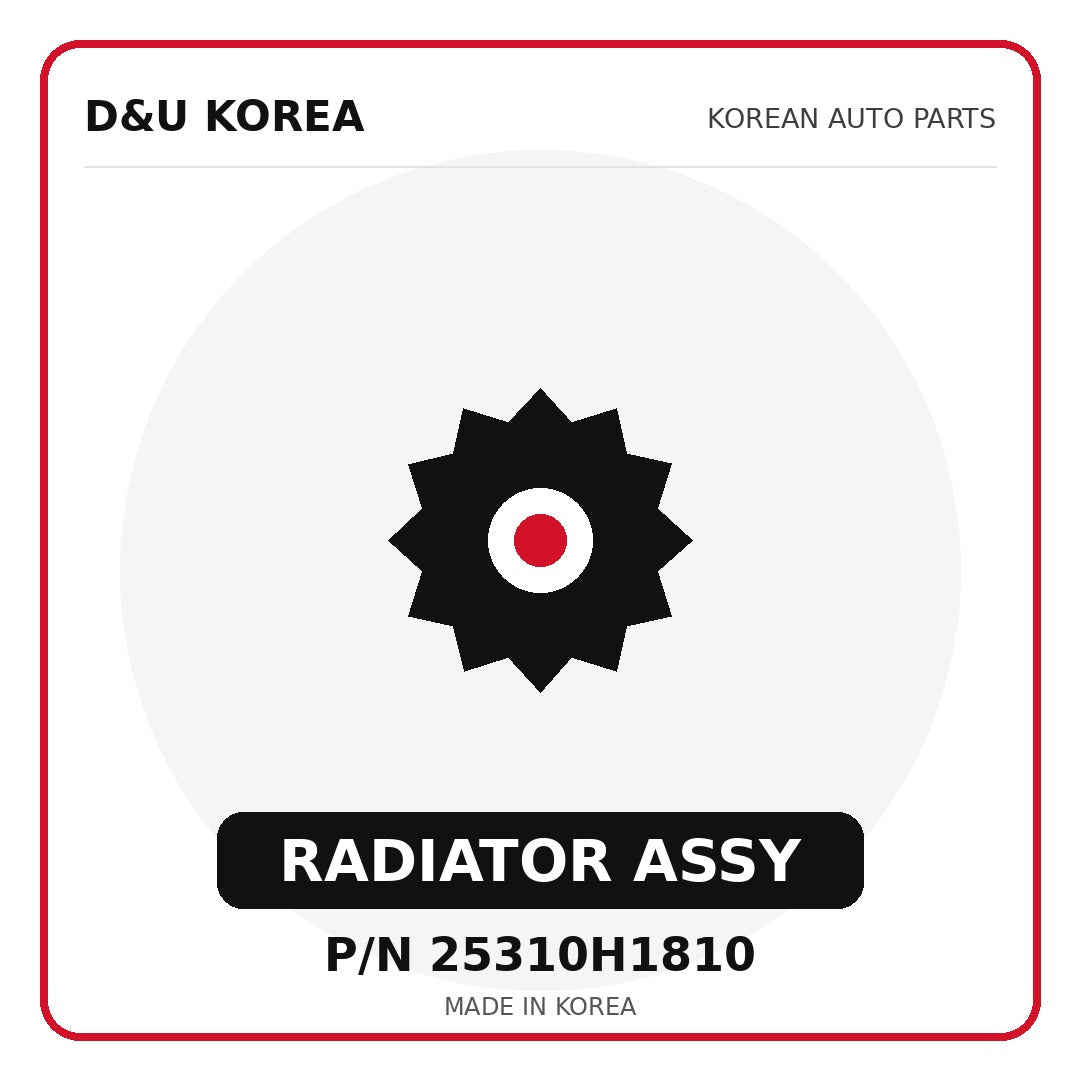 Genuine Mobis RADIATOR ASSY 25310H1810 - Korean auto parts from D&U Korea