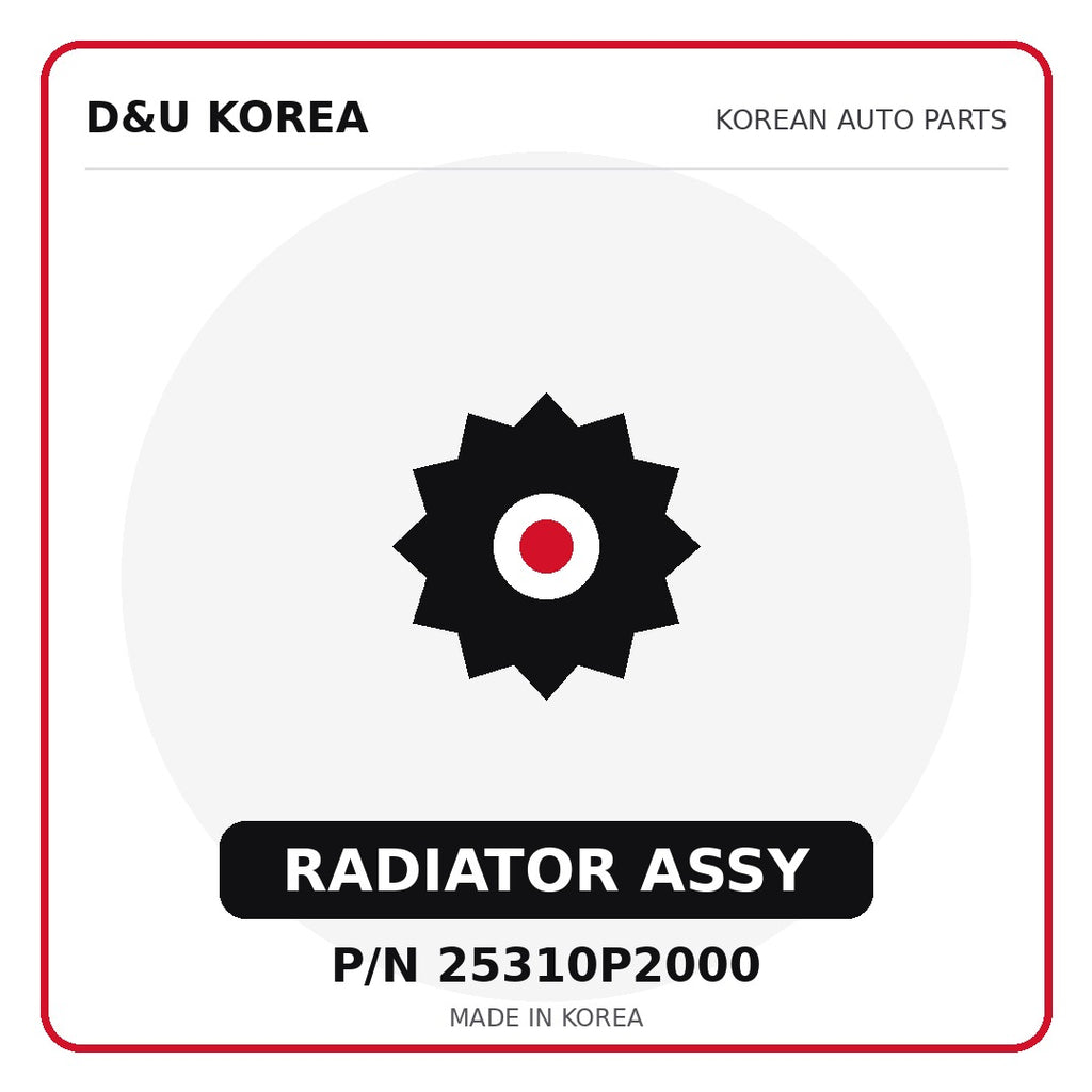 Genuine Mobis RADIATOR ASSY 25310P2000 - Korean auto parts from D&U Korea