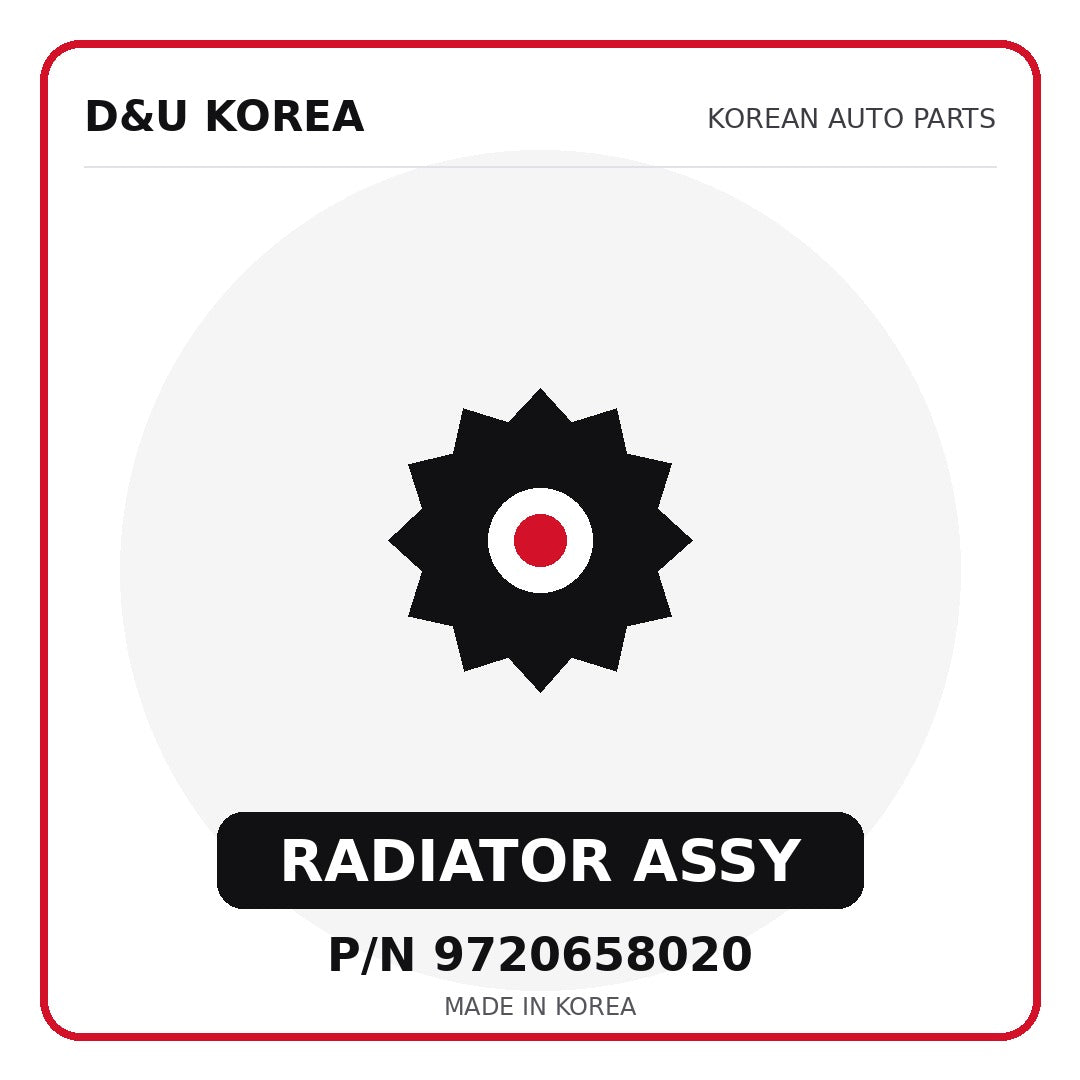 Genuine Mobis RADIATOR ASSY 9720658020 for Korean vehicles | D&U Korea