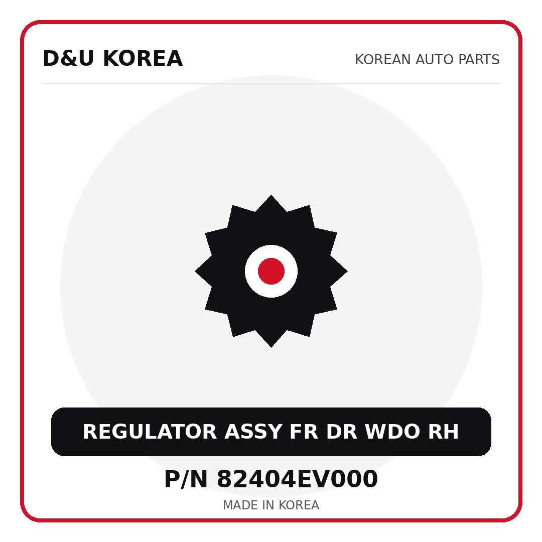 Genuine Mobis REGULATOR ASSY FR DR WDO RH 82404EV000 for Korean vehicles | D&U Korea