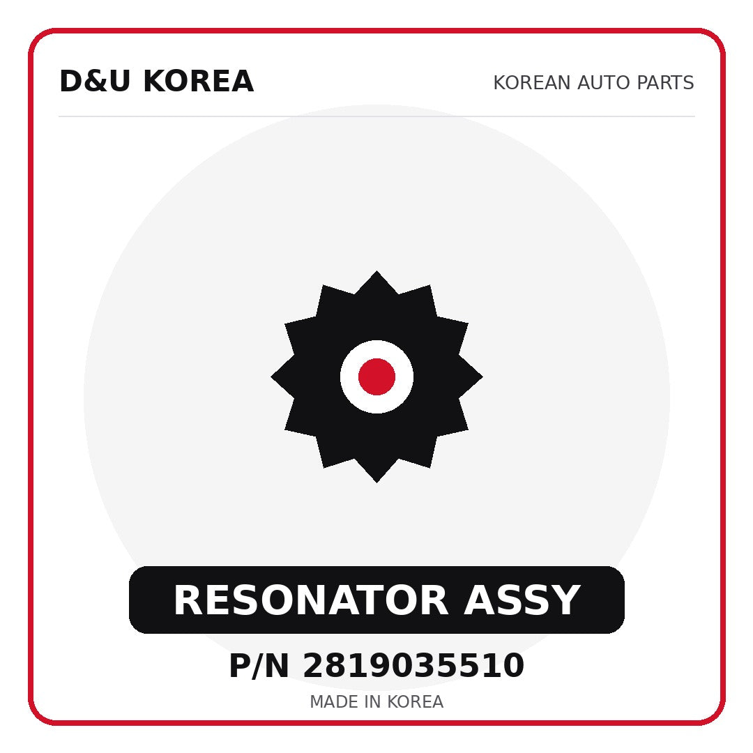 Genuine Mobis RESONATOR ASSY 2819035510 - Korean auto parts from D&U Korea