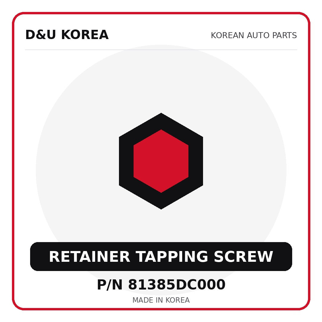 Genuine Mobis RETAINER TAPPING SCREW 81385DC000 - Korean auto parts from D&U Korea