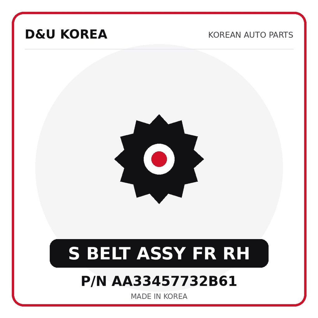 Genuine Mobis S BELT ASSY FR RH AA33457732B61 for Korean vehicles | D&U Korea