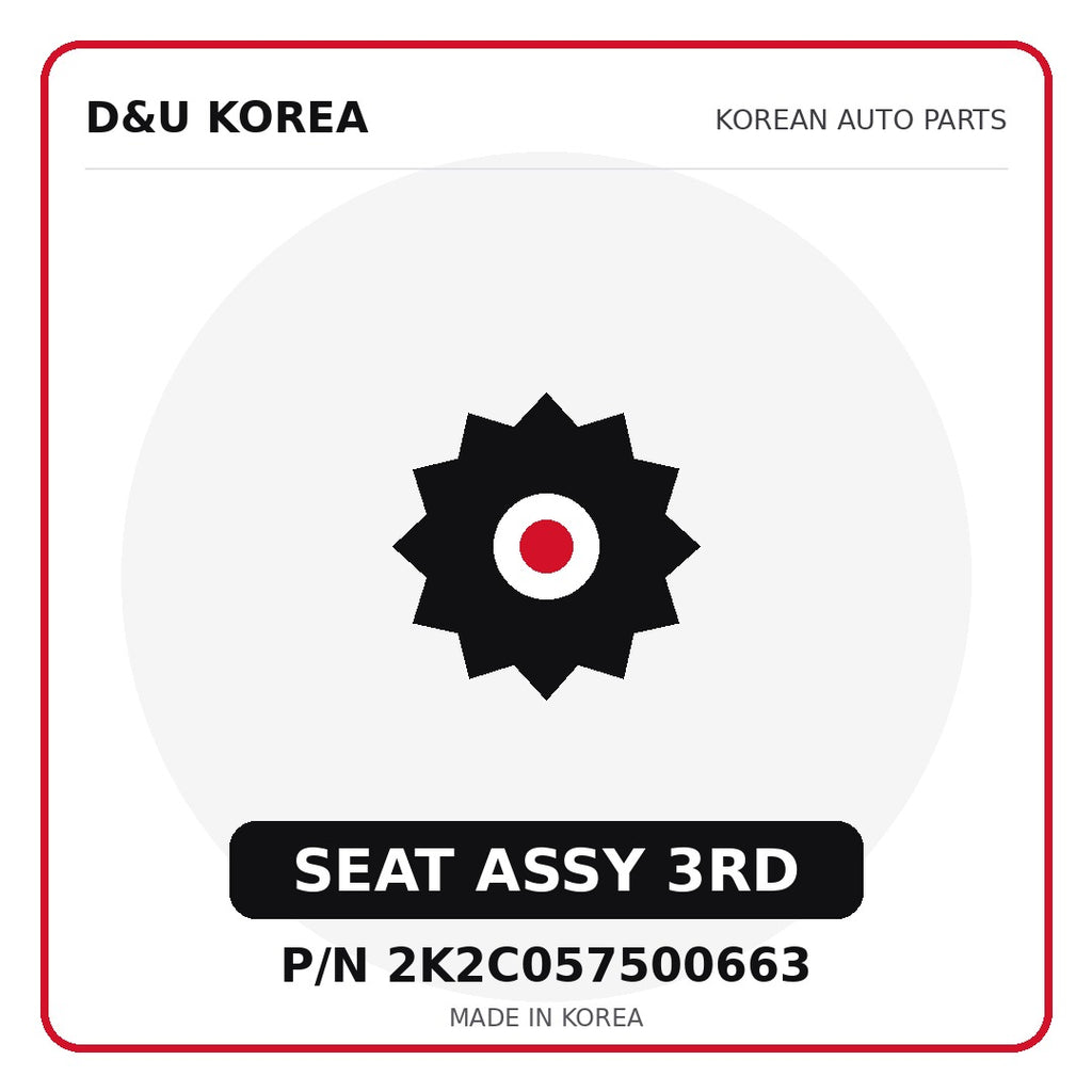 Genuine Mobis SEAT ASSY 3RD 2K2C057500663 - Korean auto parts from D&U Korea