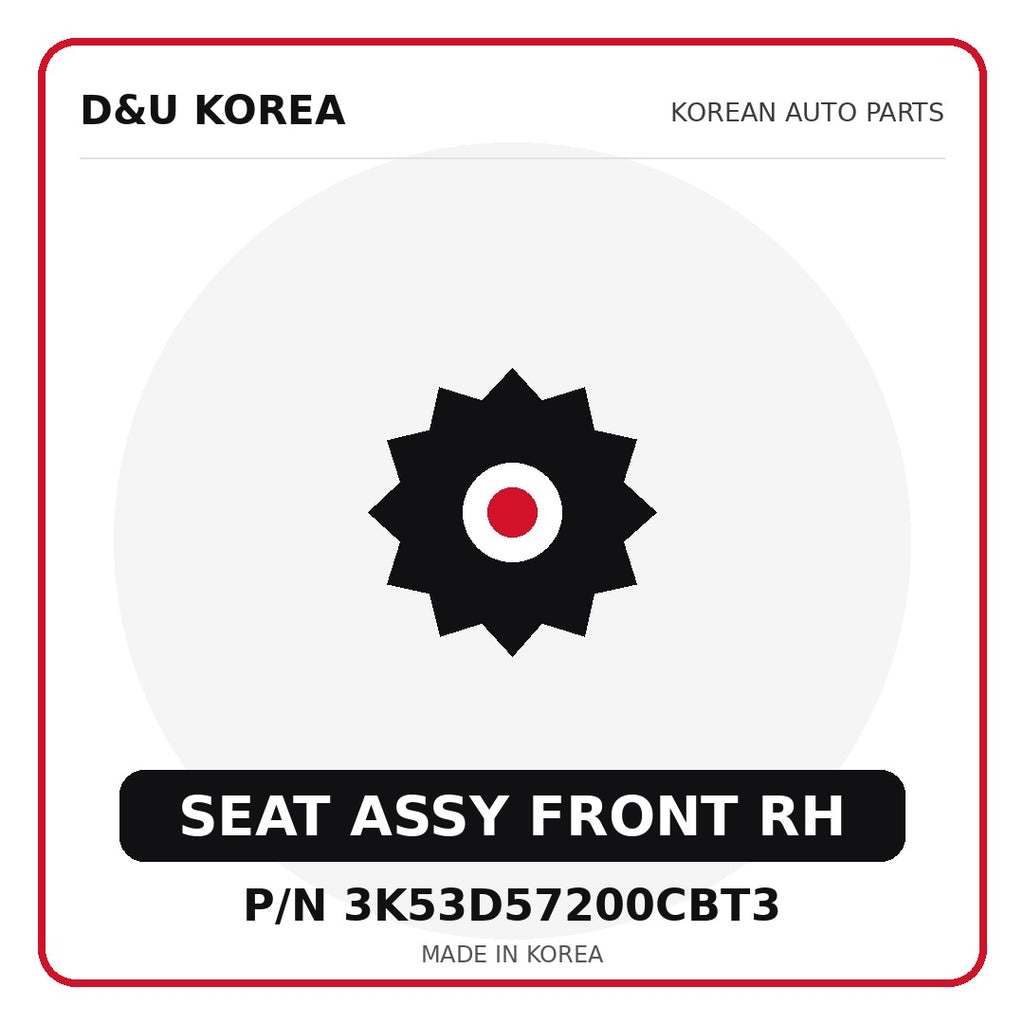 Genuine Mobis SEAT ASSY FRONT RH 3K53D57200CBT3 - Korean auto parts from D&U Korea