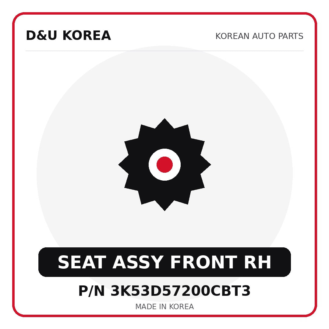 Genuine Mobis SEAT ASSY FRONT RH 3K53D57200CBT3 - Korean auto parts from D&U Korea