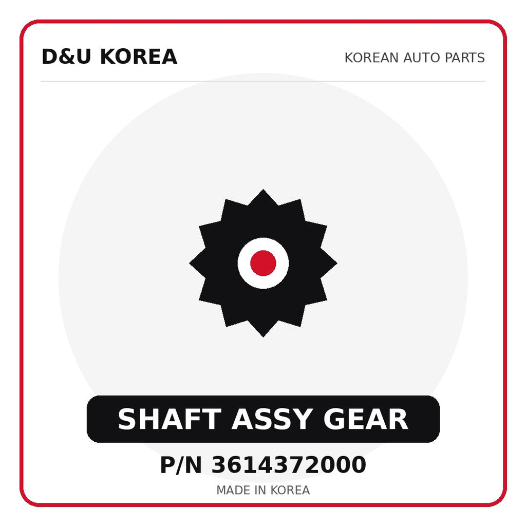 Genuine Mobis SHAFT ASSY GEAR 3614372000 - Korean auto parts from D&U Korea