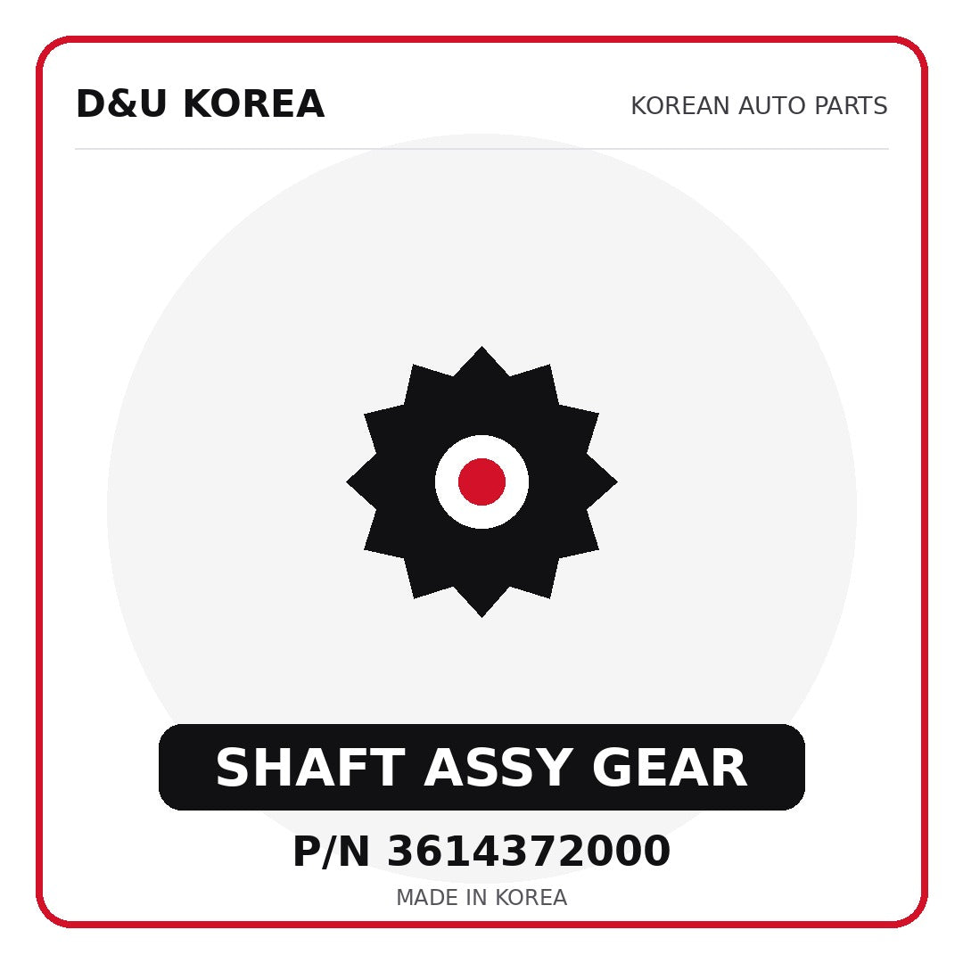 Genuine Mobis SHAFT ASSY GEAR 3614372000 - Korean auto parts from D&U Korea
