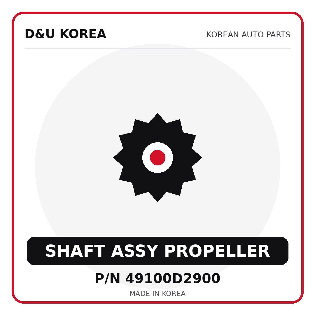 Genuine Mobis SHAFT ASSY PROPELLER 49100D2900 - Korean auto parts from D&U Korea