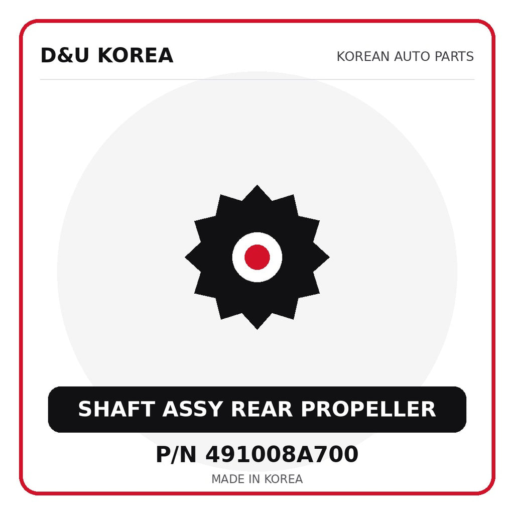 Genuine Mobis SHAFT ASSY REAR PROPELLER 491008A700 - Korean auto parts from D&U Korea